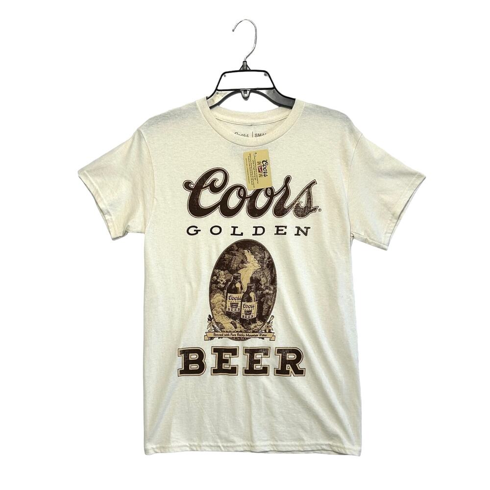 Coors Beer Graphic T-Shirt NWT Men's Sz S Beige Officially Licensed 100% Cotton